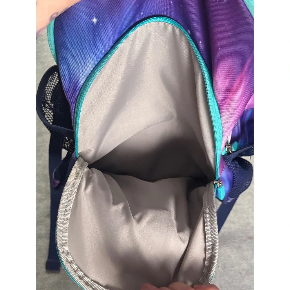 Galaxy Aurora Borealis Print Backpack Purple Blue Starry Night School Bag